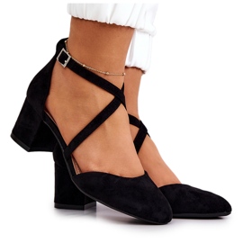 Czółenka Na Słupku Sergio Leone SK824 Czarne