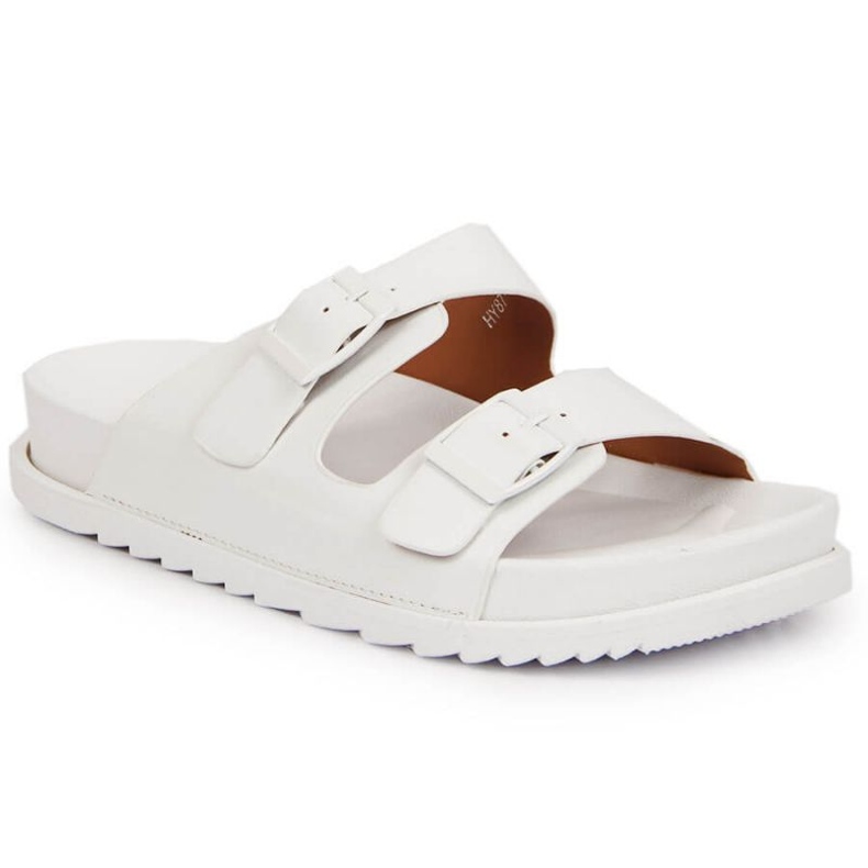 Klapki Gumowe Z Klamrami Białe W S.Barski