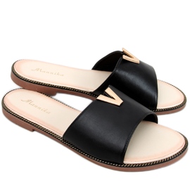 Klapki damskie licowe Willow Black czarne