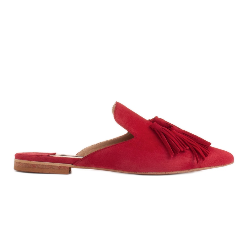 Marco Shoes Klapki z ozdobnymi frędzlami czerwone