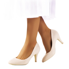 Beżowe czółenka na szpilce Maron beżowy