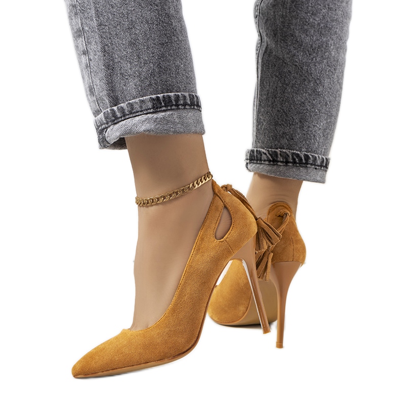 Brązowe szpilki z ozdobnymi wycięciami Anthe