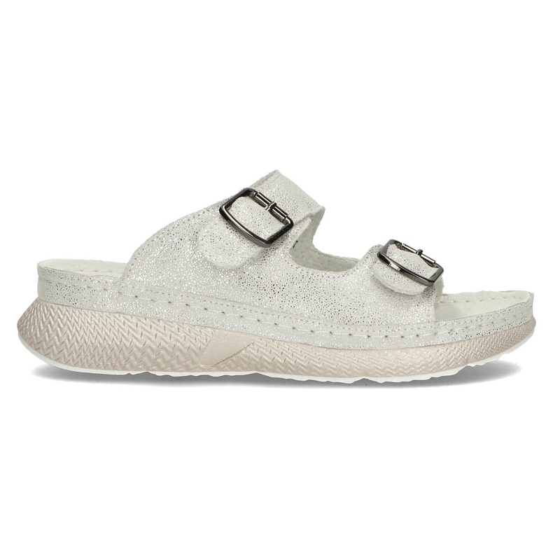 Skórzane Klapki Filippo DK3516/22 Si srebrne srebrny