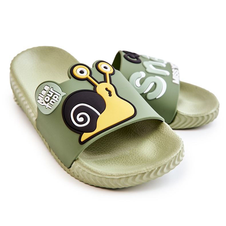 Lekkie Dziecięce Klapki Zielone Snail