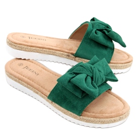 Klapki espadryle z kokardą Viola Green zielone