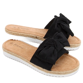Klapki espadryle z kokardą Viola Black czarne