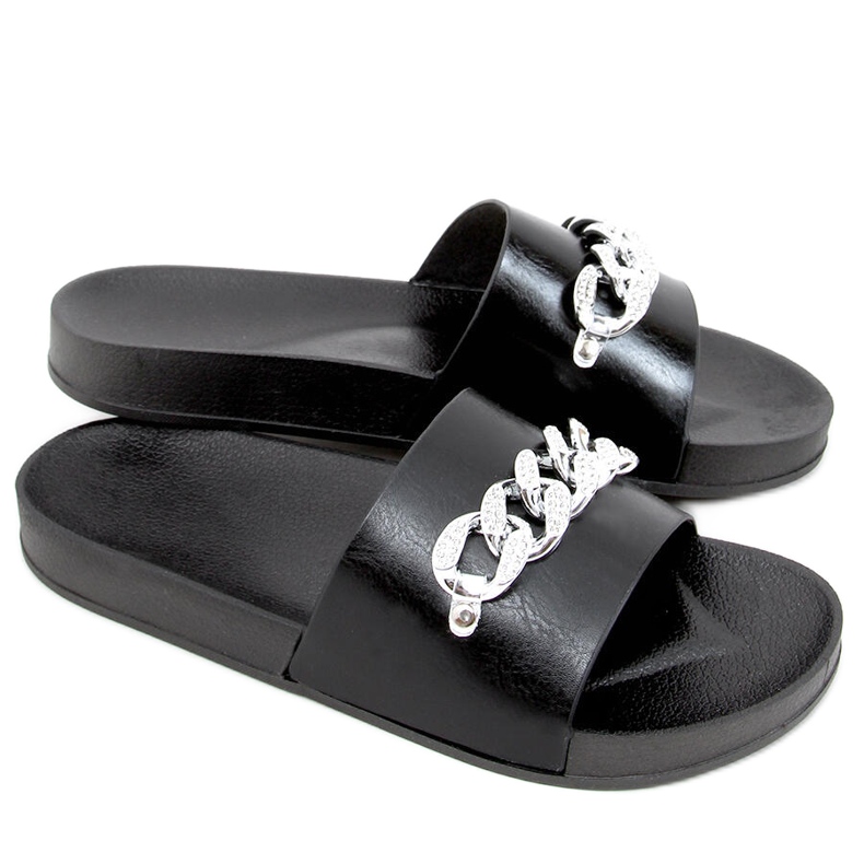 Klapki z łańcuchem Tilia Black czarne