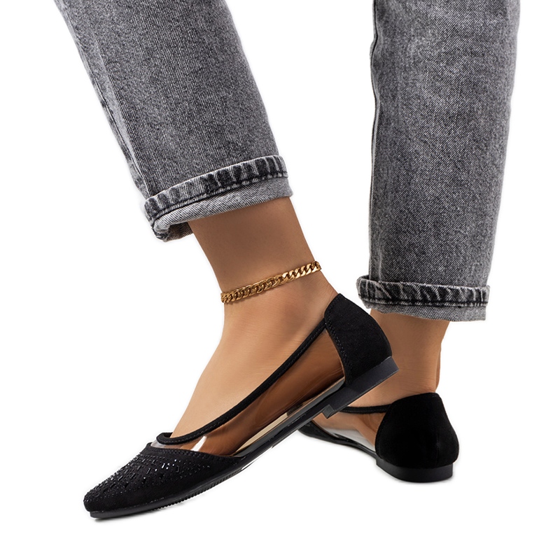 Czarne pół transparentne baleriny Malene