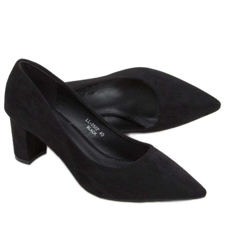 Czółenka na słupku Durga Black czarne