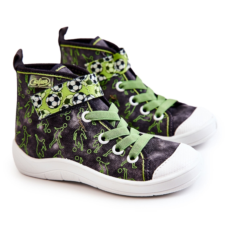 BEFADO S.A. Wysokie Dziecięce Trampki Piłkarz Befado 268X070 Szaro-Zielone