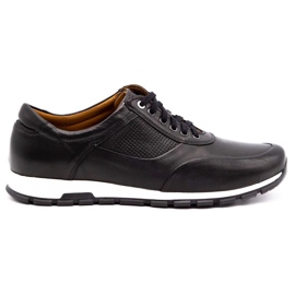 Olivier Buty męskie skórzane casual 902KNT czarne