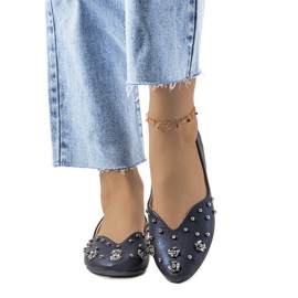 Granatowe baleriny z wycięciem Silke niebieskie