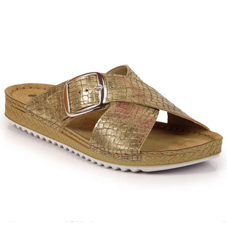 Klapki Inblu W ARC17 wężowe złote złoty