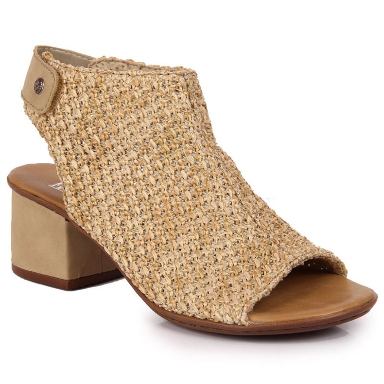 Sandały zabudowane Rieker M RKR538 beżowe beżowy wielokolorowe