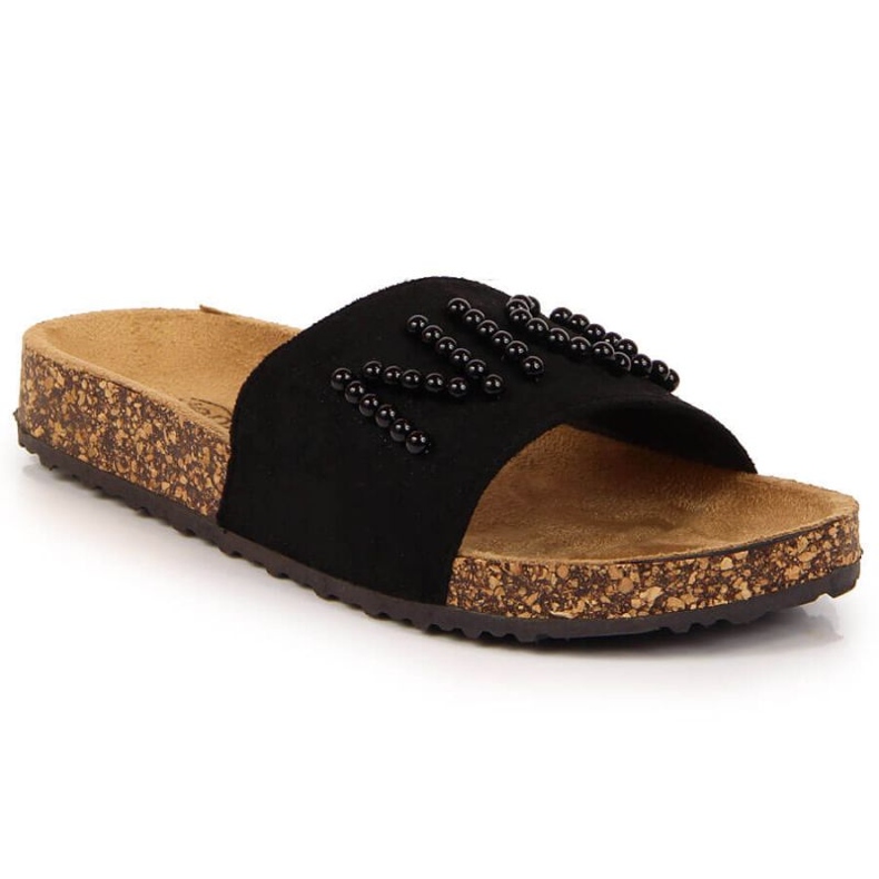 Klapki z perełkami eVento W EVE356A czarne