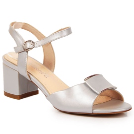 Sandały na słupku srebrne Sergio Leone beżowy