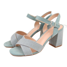 Sandały damskie na słupku zielone Vinceza