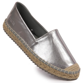 Espadryle damskie z eko skóry srebrne Big Star HH274504 srebrny