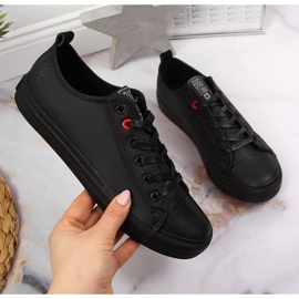 Trampki niskie ekoskóra całe czarne Big Star JJ274006