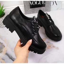 Półbuty damskie glany na platformie czarne Laura La.Fi