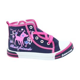 American Club Granatowe trampki na suwak American TEN13 niebieskie różowe