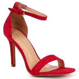 Sandały szpilki zamszowe fuksja Vinceza różowe