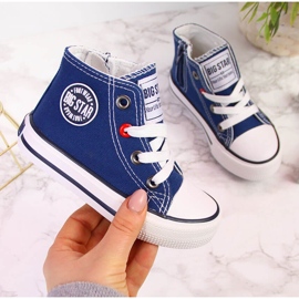 Trampki dziecięce za kostkę na zamek granatowe Big Star HH374085