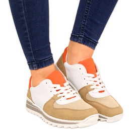 Półbuty sportowe damskie biało beżowe Rieker M6910 beżowy białe