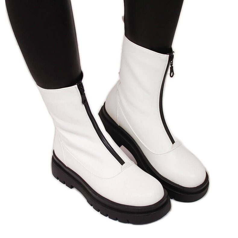 Workery damskie z zamkiem z przodu białe eVento