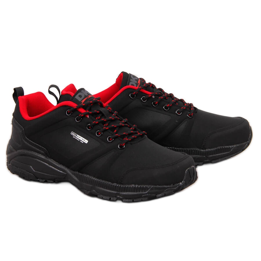 Buty sportowe trekkingowe wodoodporne czarno-czerwone DK czarne
