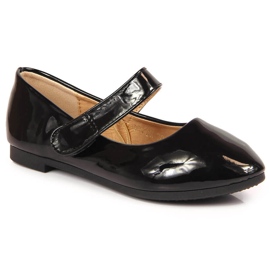 Baleriny dziewczęce na rzep lakierowane czarne Potocki