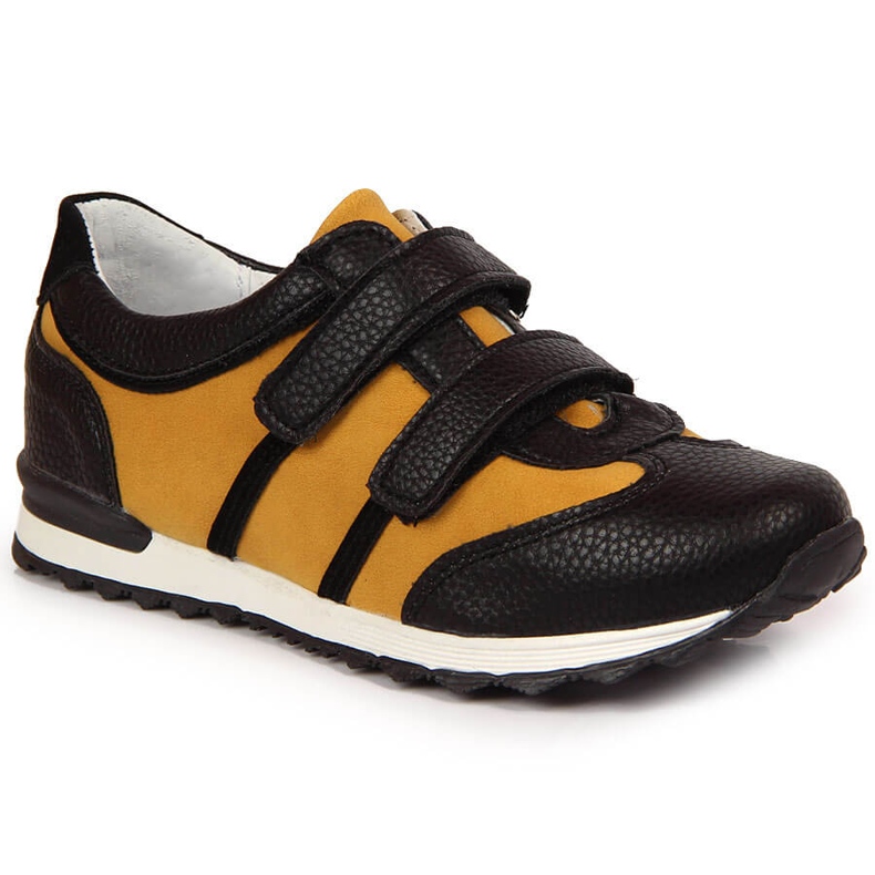 Półbuty chłopięce na rzepy camel Kornecki 6291 czarne wielokolorowe