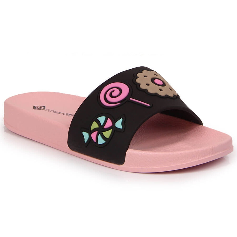 Klapki dziewczęce basenowe czarne Atletico różowe