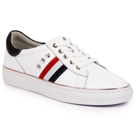 Półbuty skórzane damskie tenisówki białe Vinceza