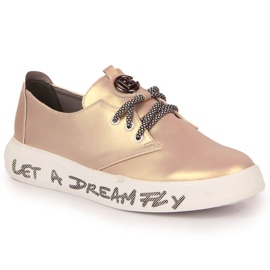 Półbuty damskie na platformie perłowy róż S.Barski różowe