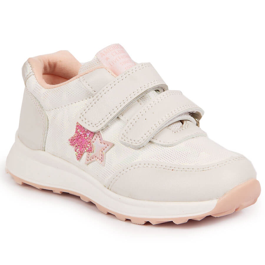 Buty sportowe dziewczęce na rzepy białe American Club różowe