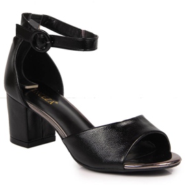 Sandały damskie na słupku czarne Vinceza
