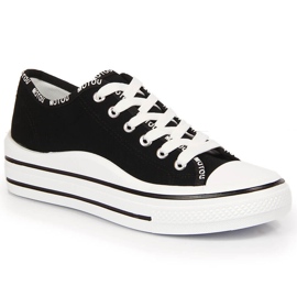 Trampki damskie na platformie czarne S.Barski