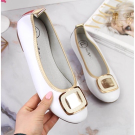 Baleriny skórzane damskie białe Filippo