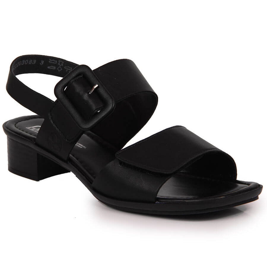 Sandały skórzane damskie czarne Rieker 62663-01