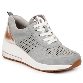 Półbuty damskie na koturnie błękitne Jezzi niebieskie