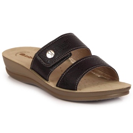 Klapki damskie na rzep czarne Inblu