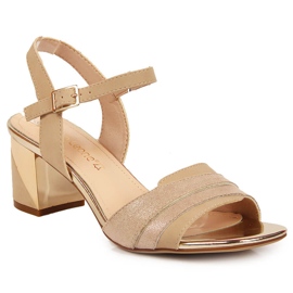 Sandały damskie na słupku złote Sergio Leone złoty