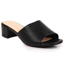 Klapki damskie na klocku czarne Sergio Leone