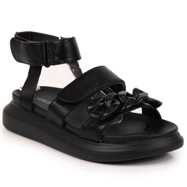 Sandały na platformie z łańcuchem czarne Laura La.Fi