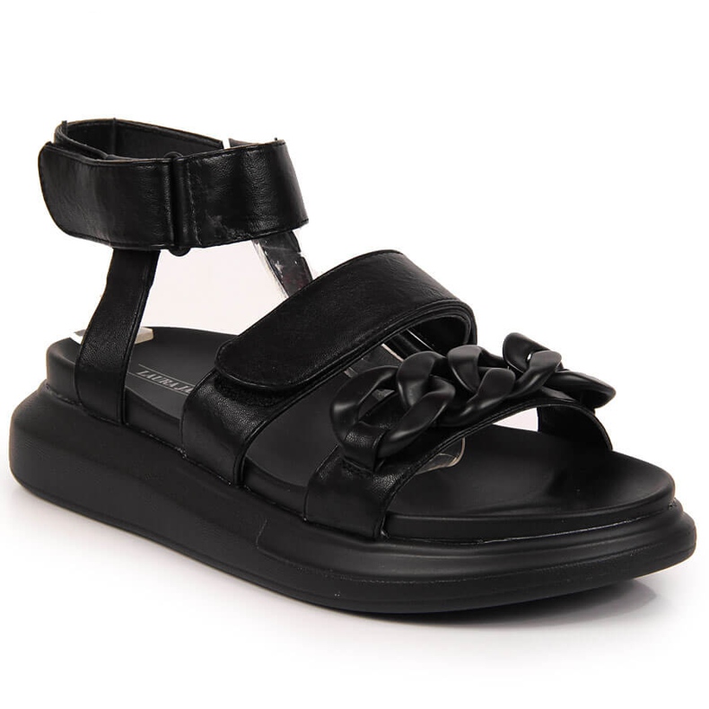 Sandały na platformie z łańcuchem czarne Laura La.Fi