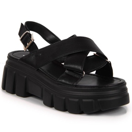 Sandały damskie na platformie czarne Jezzi