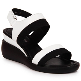 Sandały damskie na koturnie białe Sergio Leone