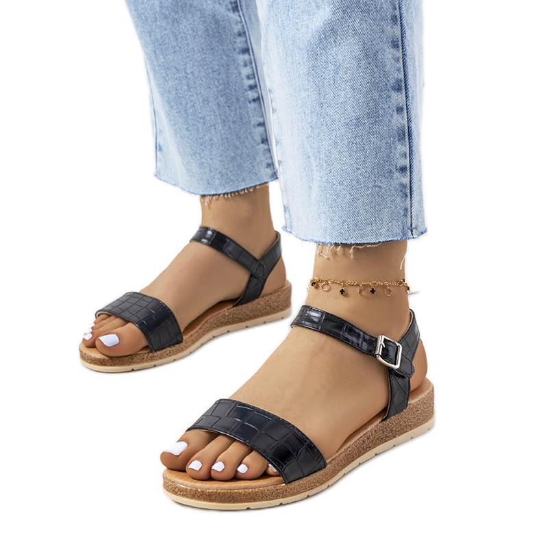 Czarne sandały damskie Speier