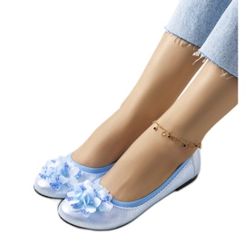 Niebieskie metaliczne baleriny Duff